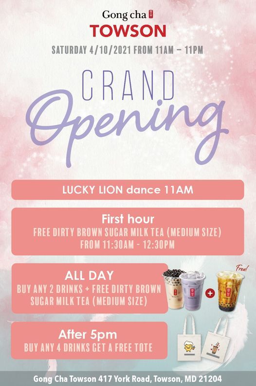 Gong Cha Towson Grand Opening 417 York Rd Towson MD 21204 5124