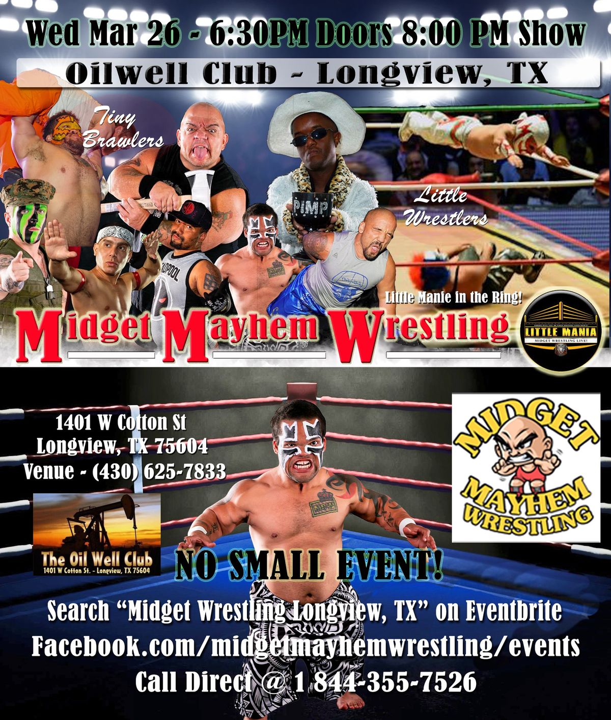 Midget Mayhem Micro-Wrestling Event - Longview TX 21+