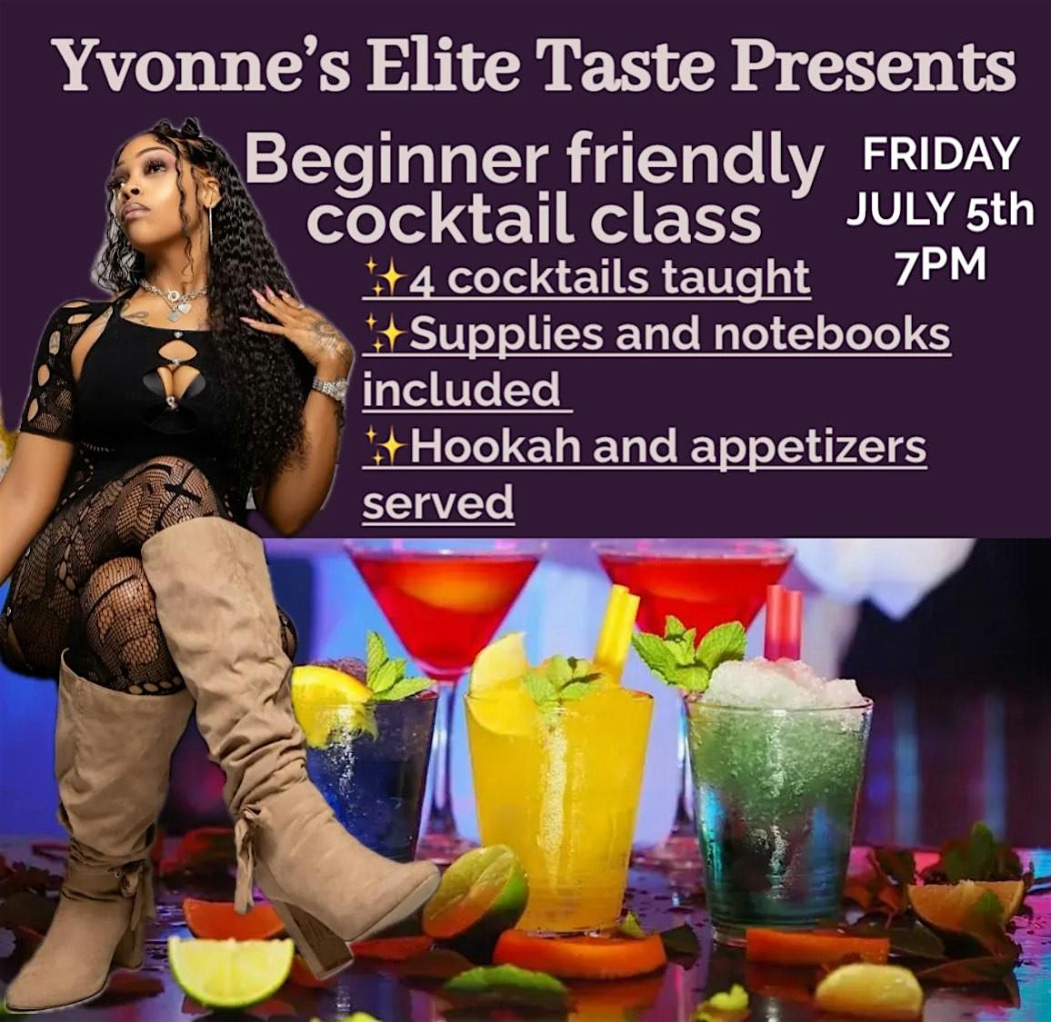Yvonne\u2019s Elite taste beginner friendly cocktail making class!