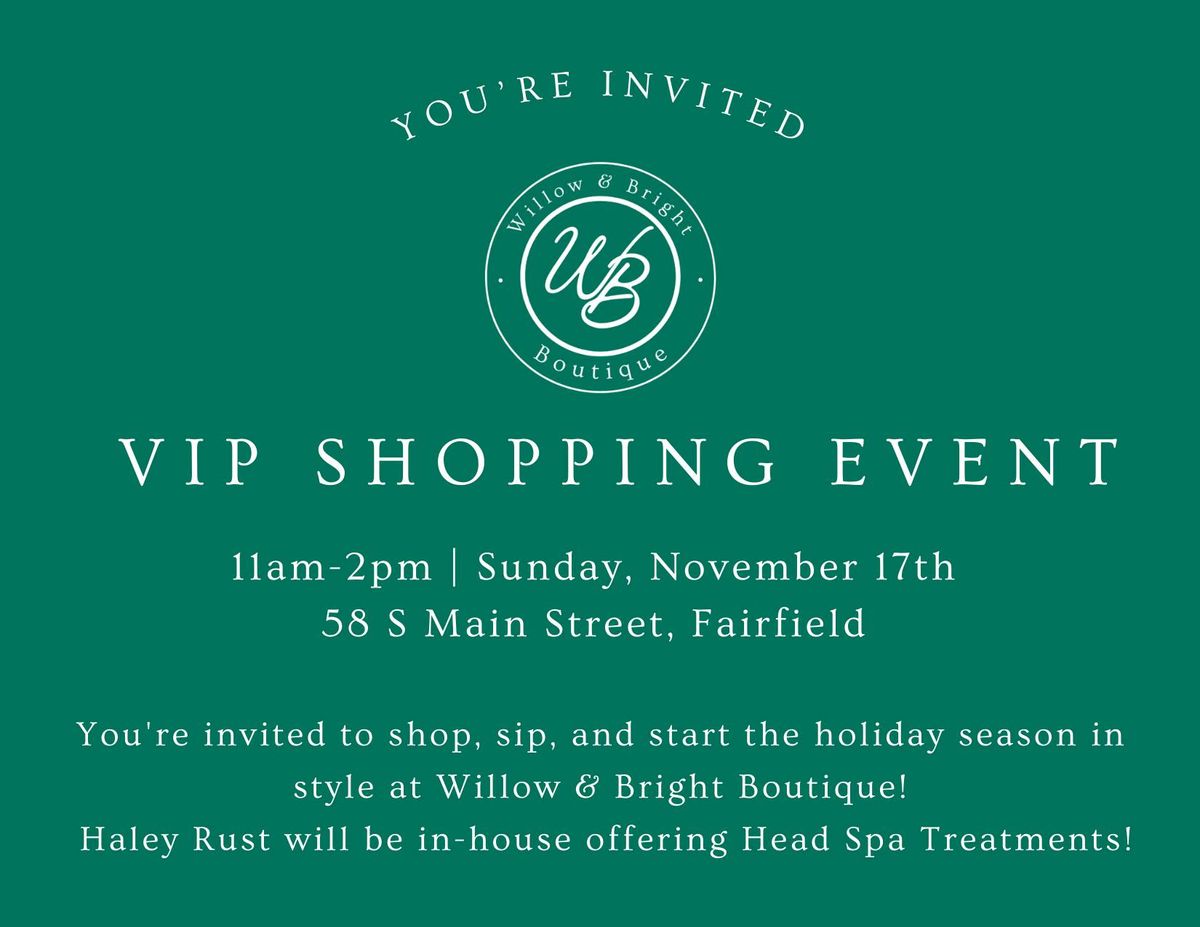 VIP Shopping Event at Willow & Bright Boutique 