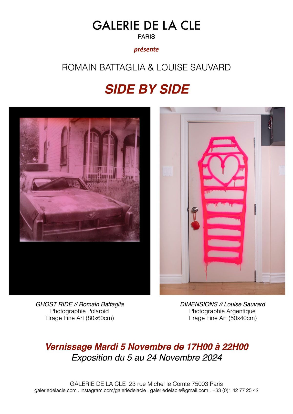 Vernissage de l\u2019Exposition Photo SIDE BY SIDE de Romain Battaglia et Louise Sauvard Mardi 05\/11