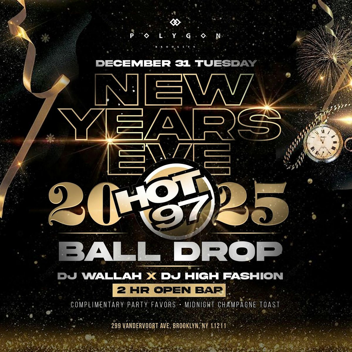 New Years Eve 2025: 3 Rooms of Music + 2 Hour open Bar + Champagne Toast