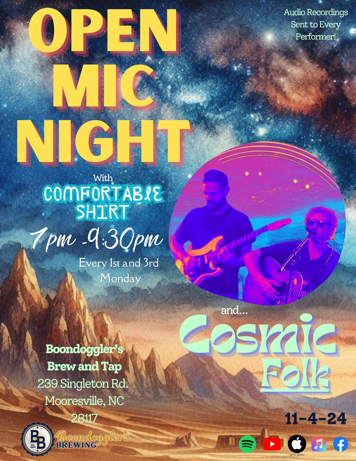 Open Mic at Boondoggler's Brewing: Featuring Cosmic Folk!