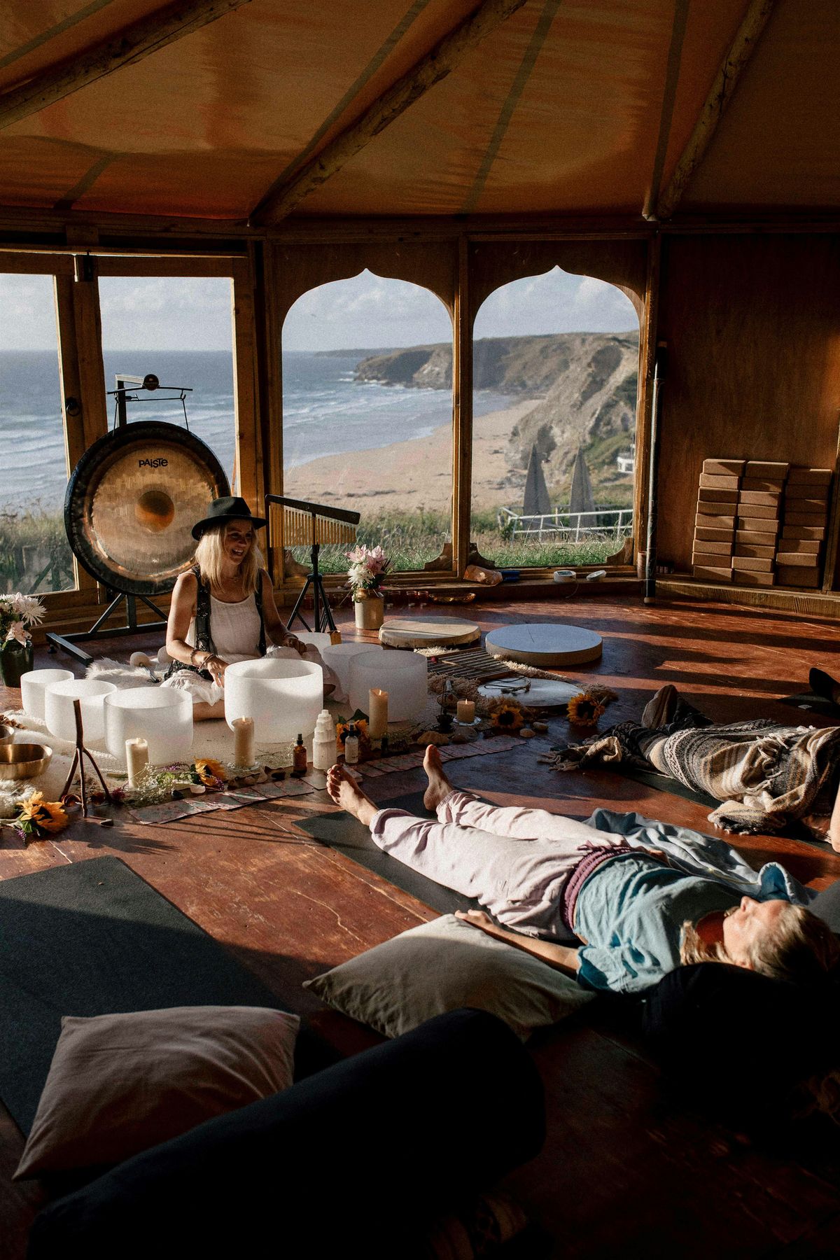 Full Moon Relaxing Yoga  & a Healing Sound Bath in a Yurt by the sea.