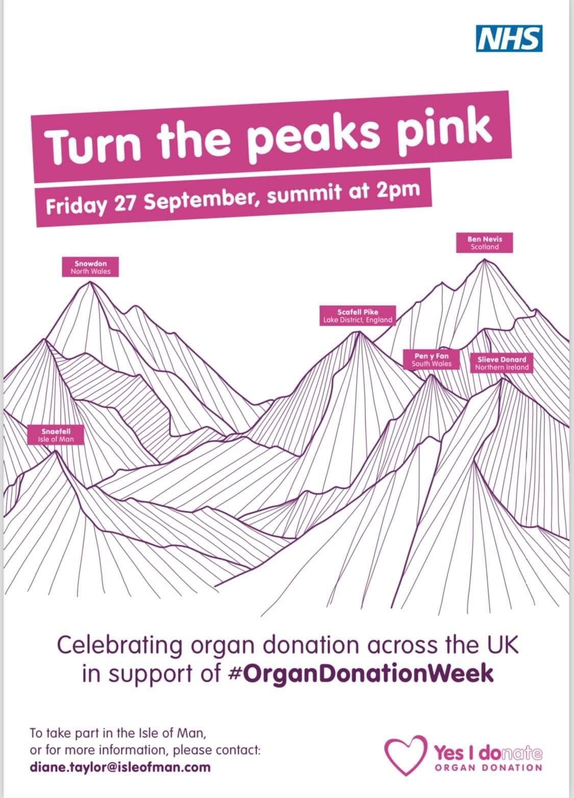 Turn The Peaks Pink - Organ Donation Week 