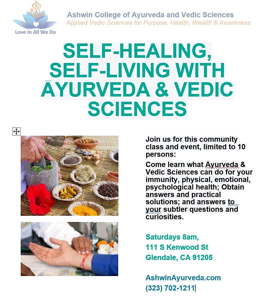 Ayurveda - Self Healing - Self Living- Community Class