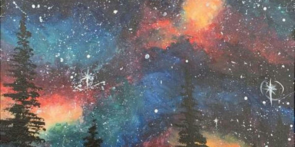 Rainbow Galaxy Above the Trees - Paint and Sip by Classpop!\u2122