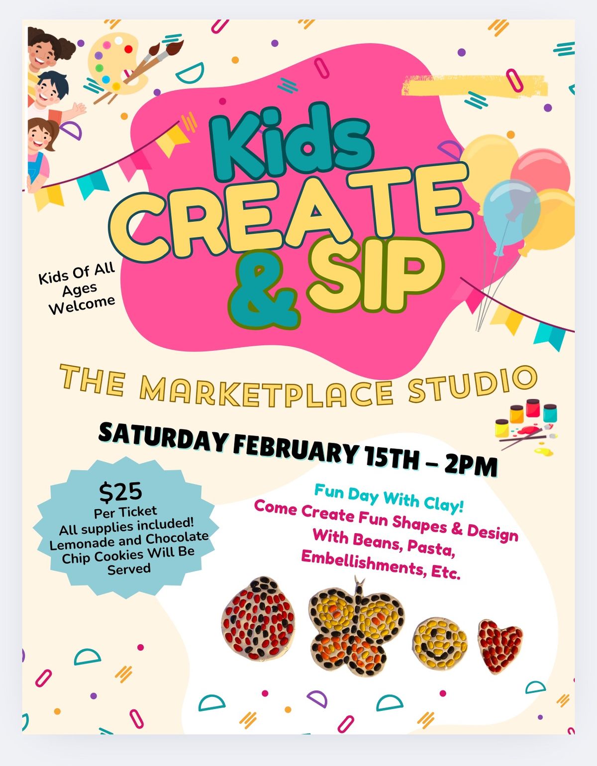 Kids Create & Sip Fun With Clay Workshop