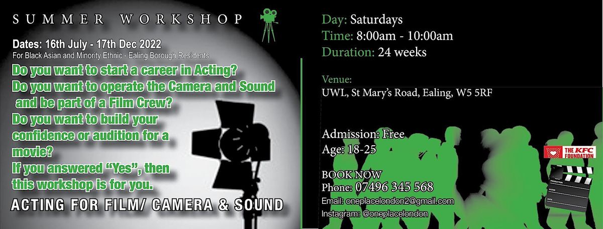 Acting for Film, Camera and Sound workshop