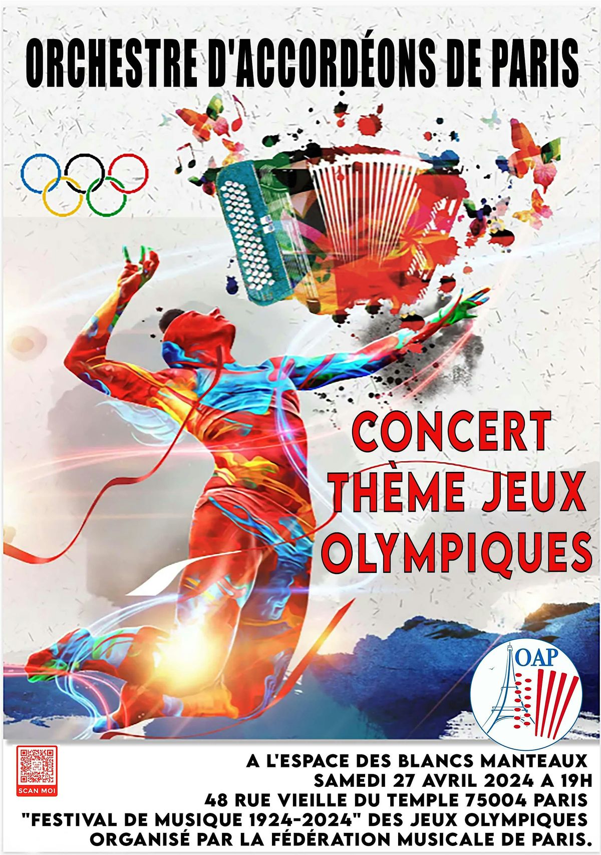 Concert Orchestre d'Accord\u00e9ons de Paris th\u00e8me jeux olympiques