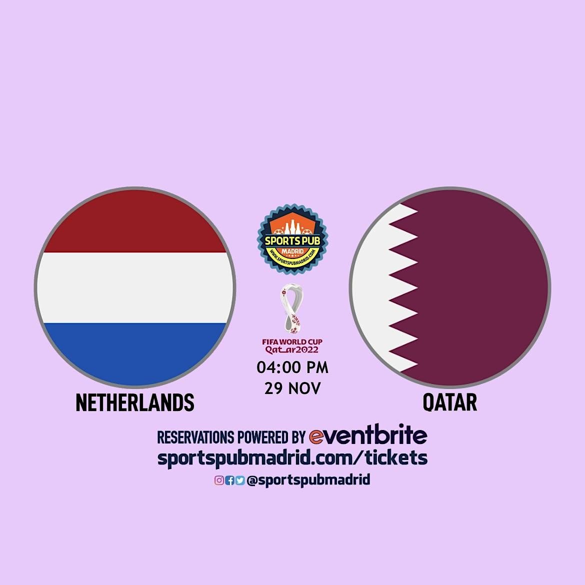 Netherlands v Qatar | World Cup Qatar 2022 - Sports Pub San Mateo
