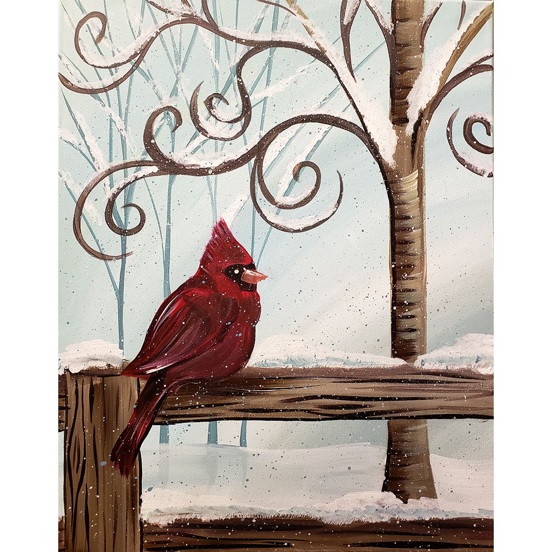 Snowy Cardinal Paint Party!