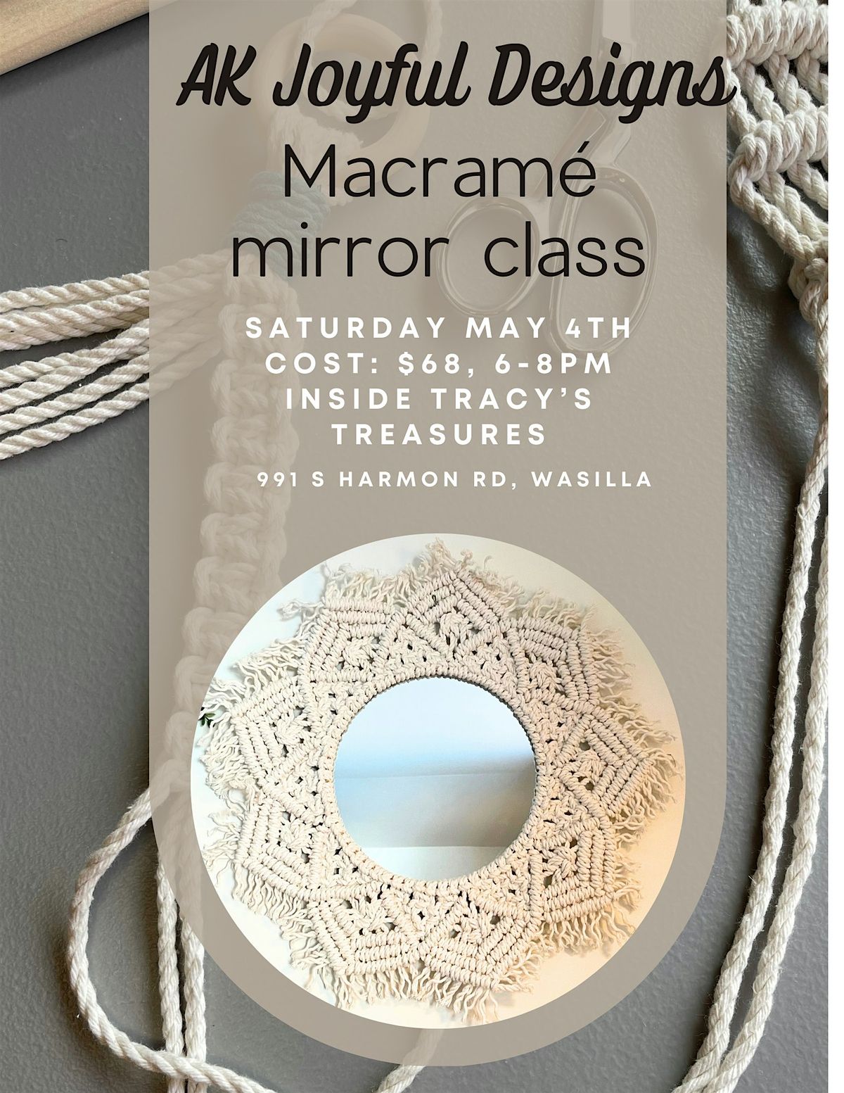 Macram\u00e9 Mirror Class with AK Joyful Designs
