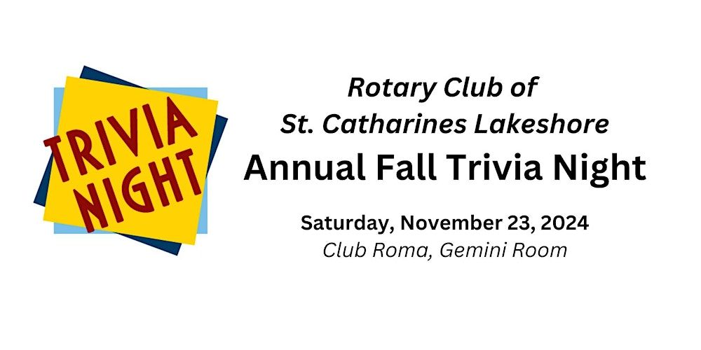 Annual Fall Trivia by Rotary Club of St. Catharines Lakeshore