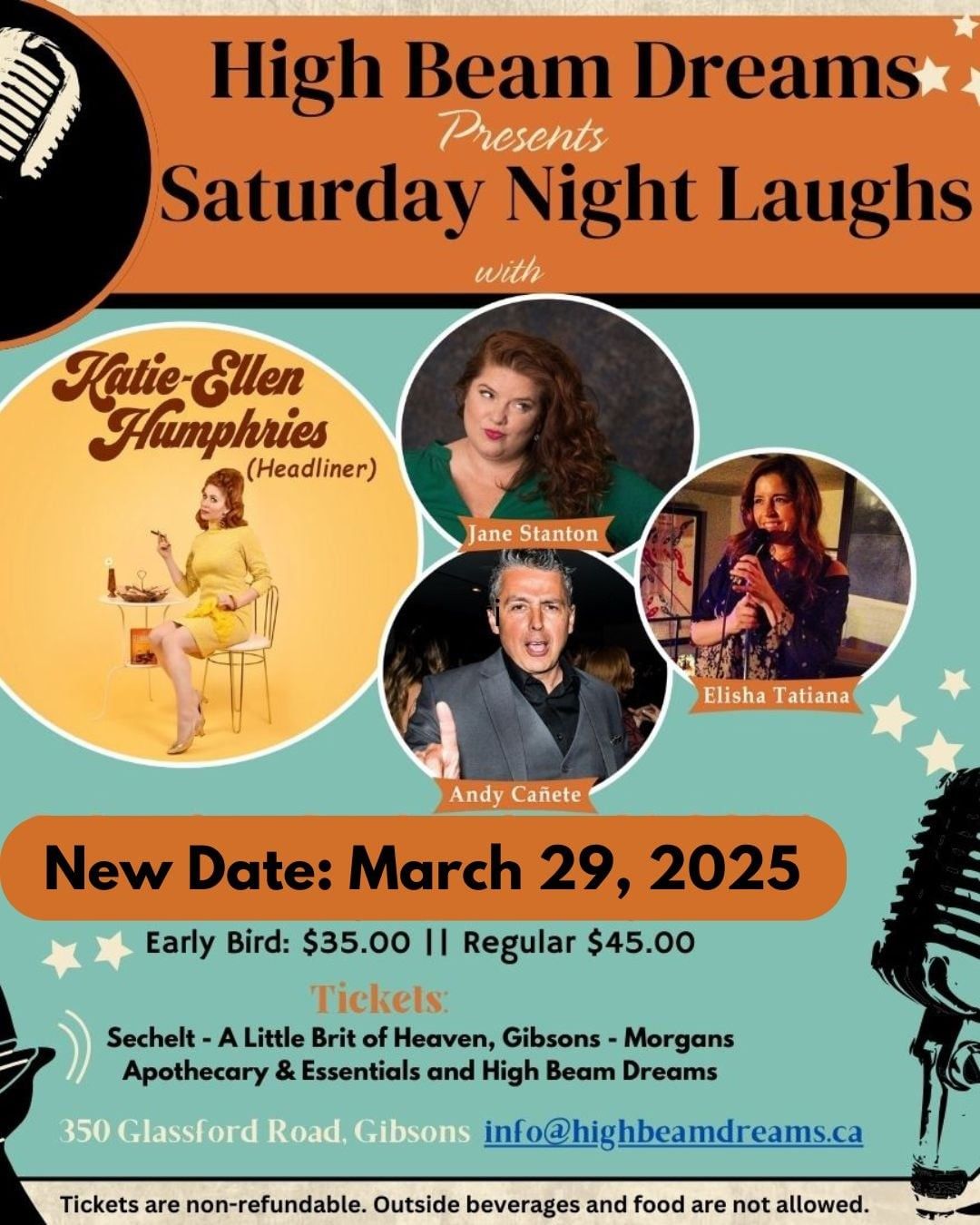 Saturday Night Laughs - New Date Mar 29 2025 