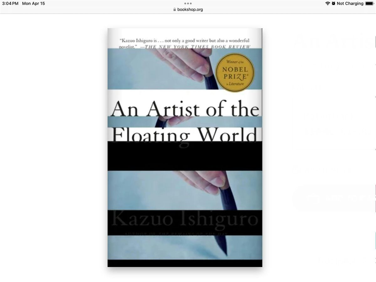 To Be Read Book Club: An Artist of the Floating World by Kazuo Ishiguro