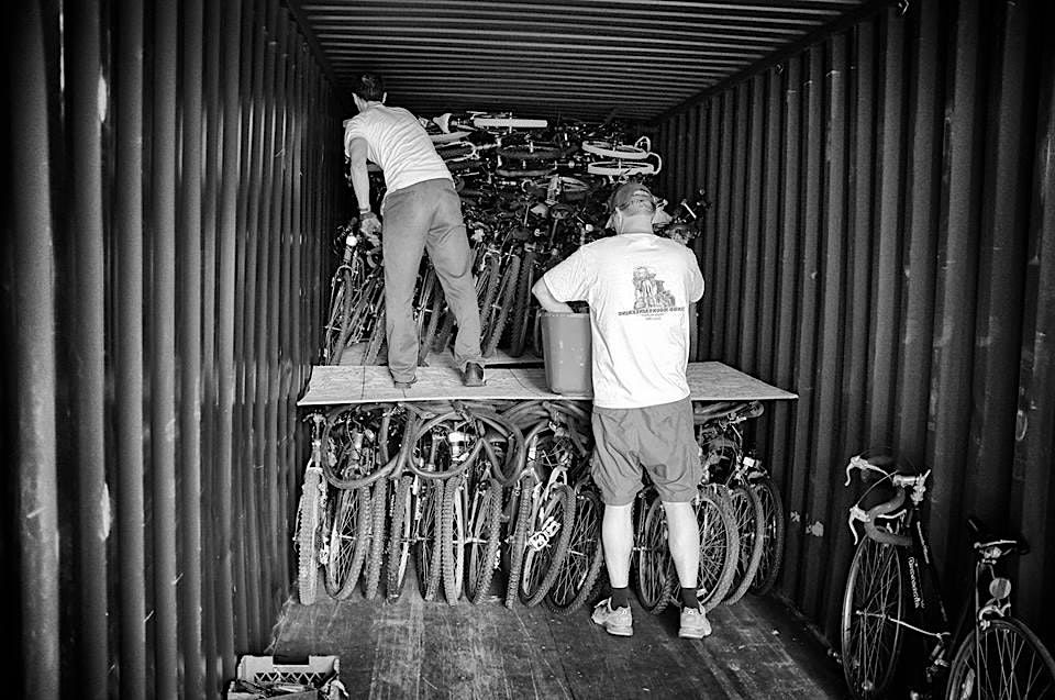 Container loading of bicycles for Village Bicycle Project, St. Louis ...