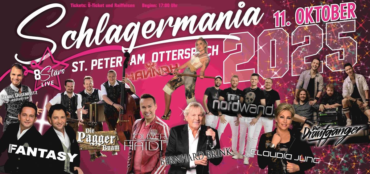 Schlagermania 2025 - 8 Stars Live mit Fantasy, Hannah, Draufg\u00e4nger,..