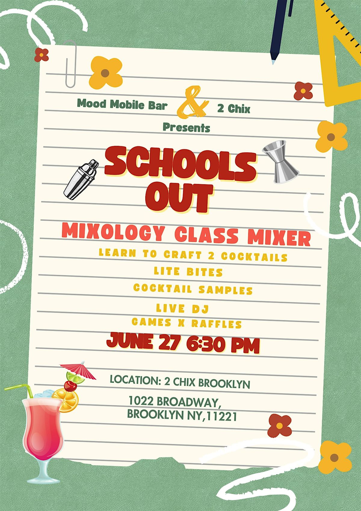 Schools Out Mixology Class Mixer