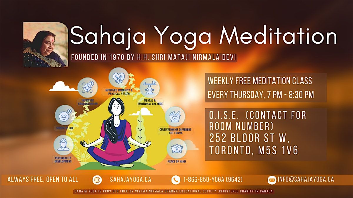 Free Sahaja Yoga Meditation Class in Downtown Toronto For Beginners