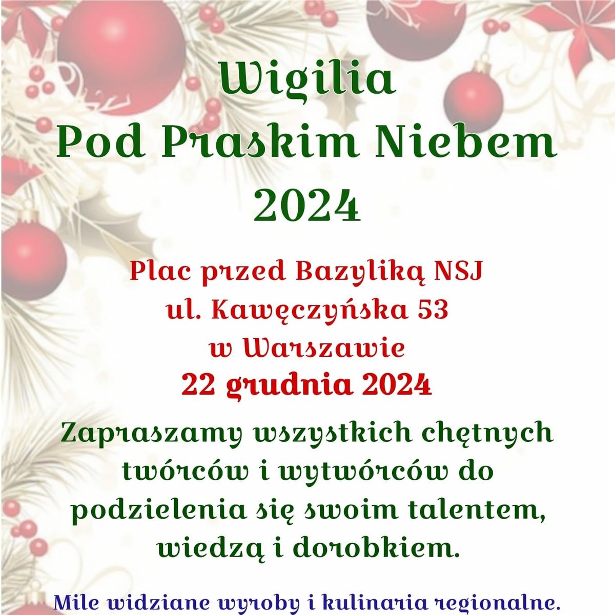 Wigilia Pod Praskim Niebem 2024