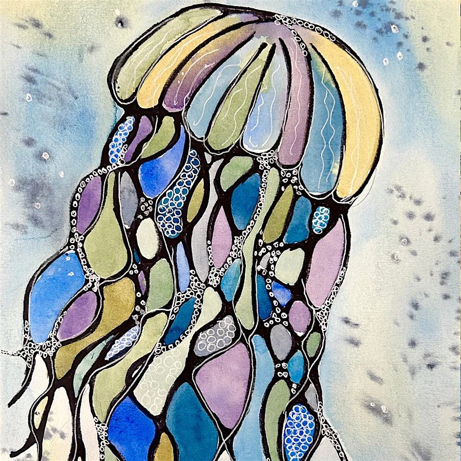 Jellyfish in Watercolor and Ink