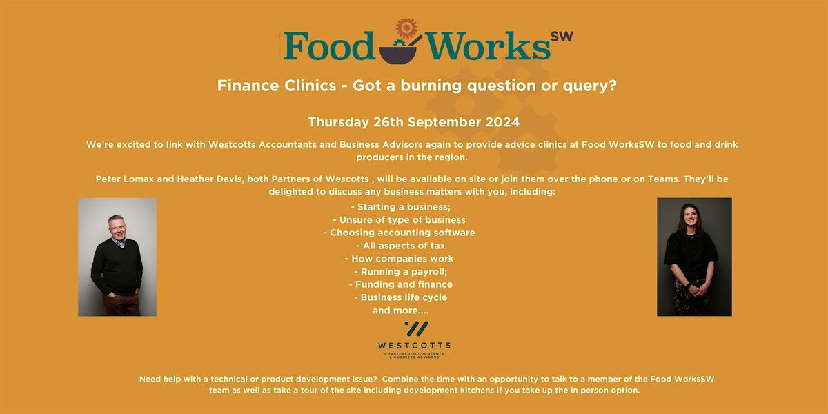 Finance Clinics for Food and Drink Producers - Need Advice?