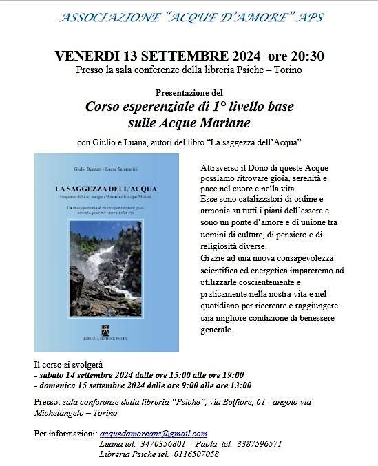 Presentazione del Corso esperenziale di 1\u00b0 livello base sulle Acque Mariane