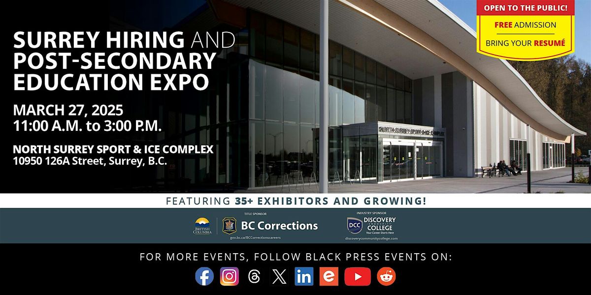 FREE Surrey Hiring  and Post-Secondary Education Expo 2025