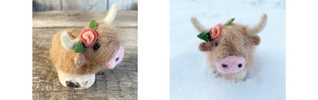 Needle Felted Highland Cow - April 12