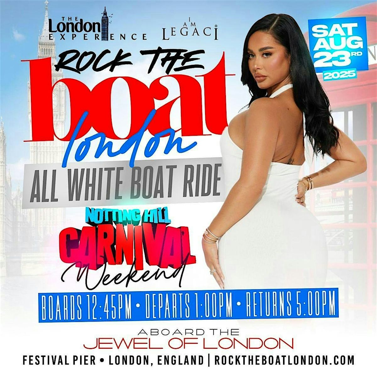 ROCK THE BOAT LONDON ALL WHITE BOAT RIDE PARTY | NOTTING HILL CARNIVAL 2025