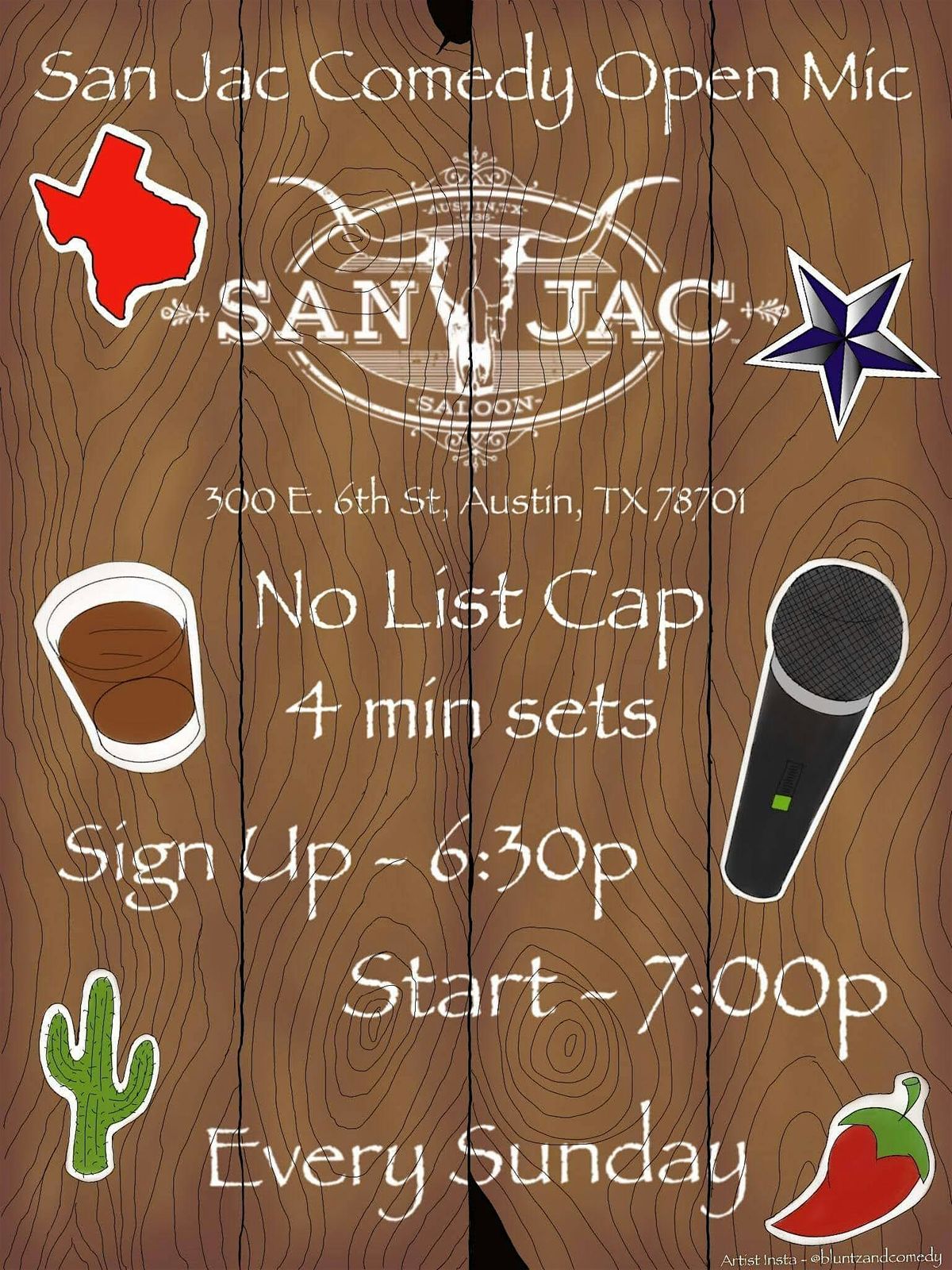 San Jac Saloon Comedy Open Mic!