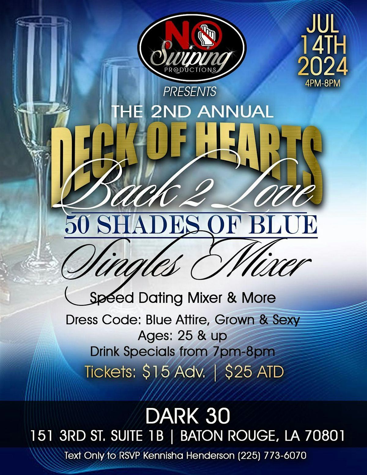 Deck of Hearts Back 2 Love Singles Mixer; 50 Shades of Blue Day Party