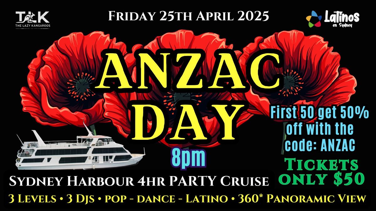 \ud83c\udde6\ud83c\uddfa\ud83c\udfbaANZAC DAY 4hr Evening Party Cruise\ud83d\udee5\ufe0f\ud83c\udf89 