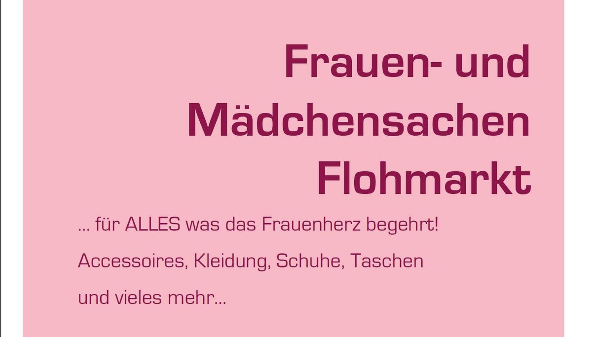 Frauen- und M\u00e4dchensachen Flohmarkt mit Cafeteriaverkauf