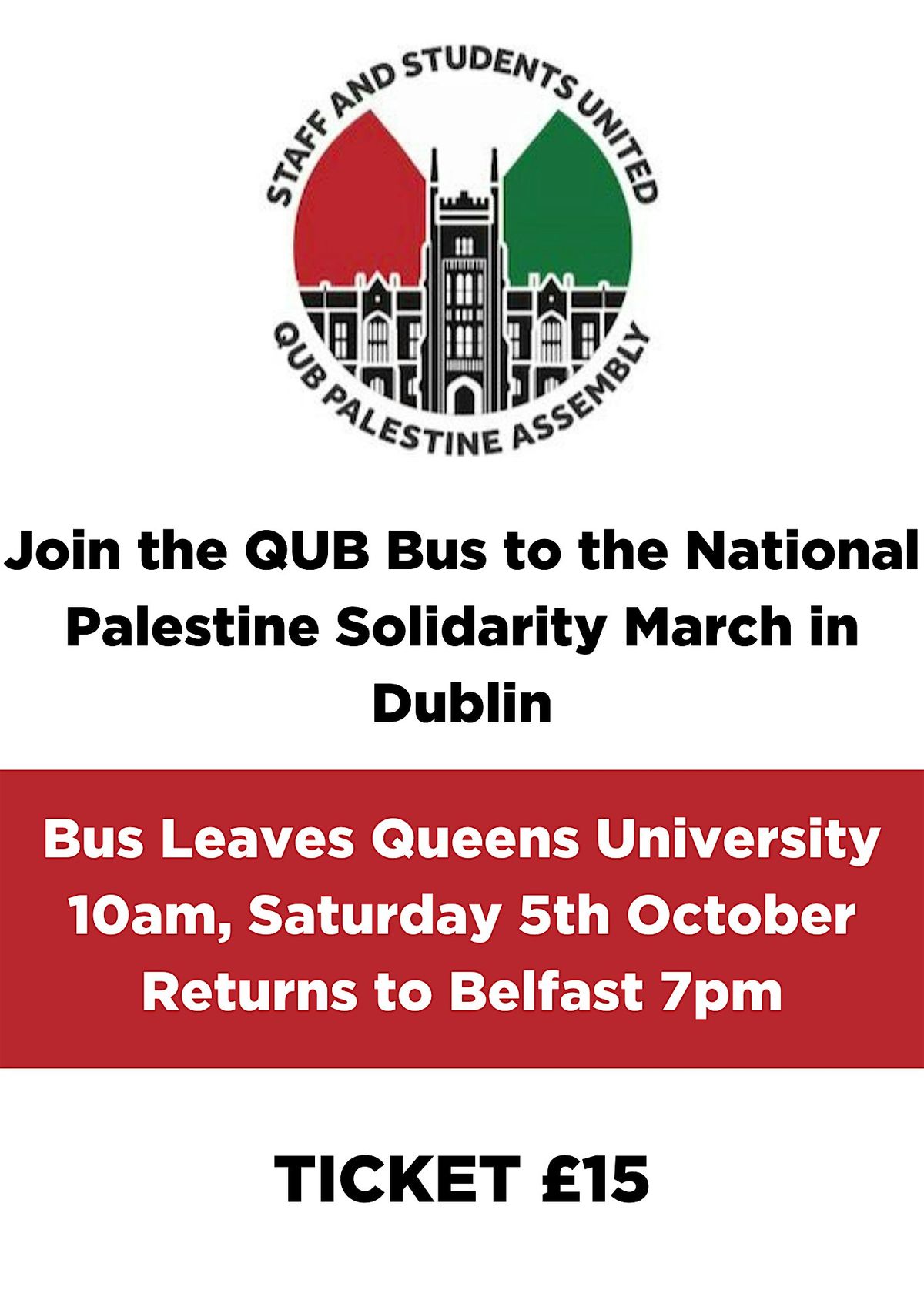 QUB Bus to National Palestine March