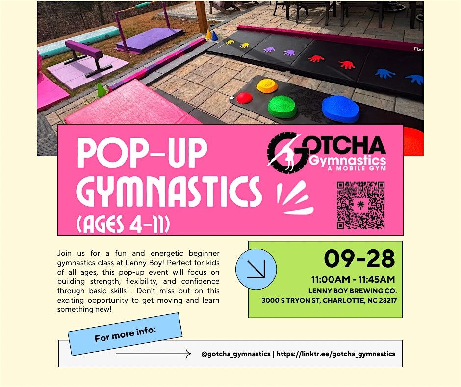 9\/28 Beginner Gymnastics Pop-up 4-11yrs @ Lenny Boy Brewing Co.