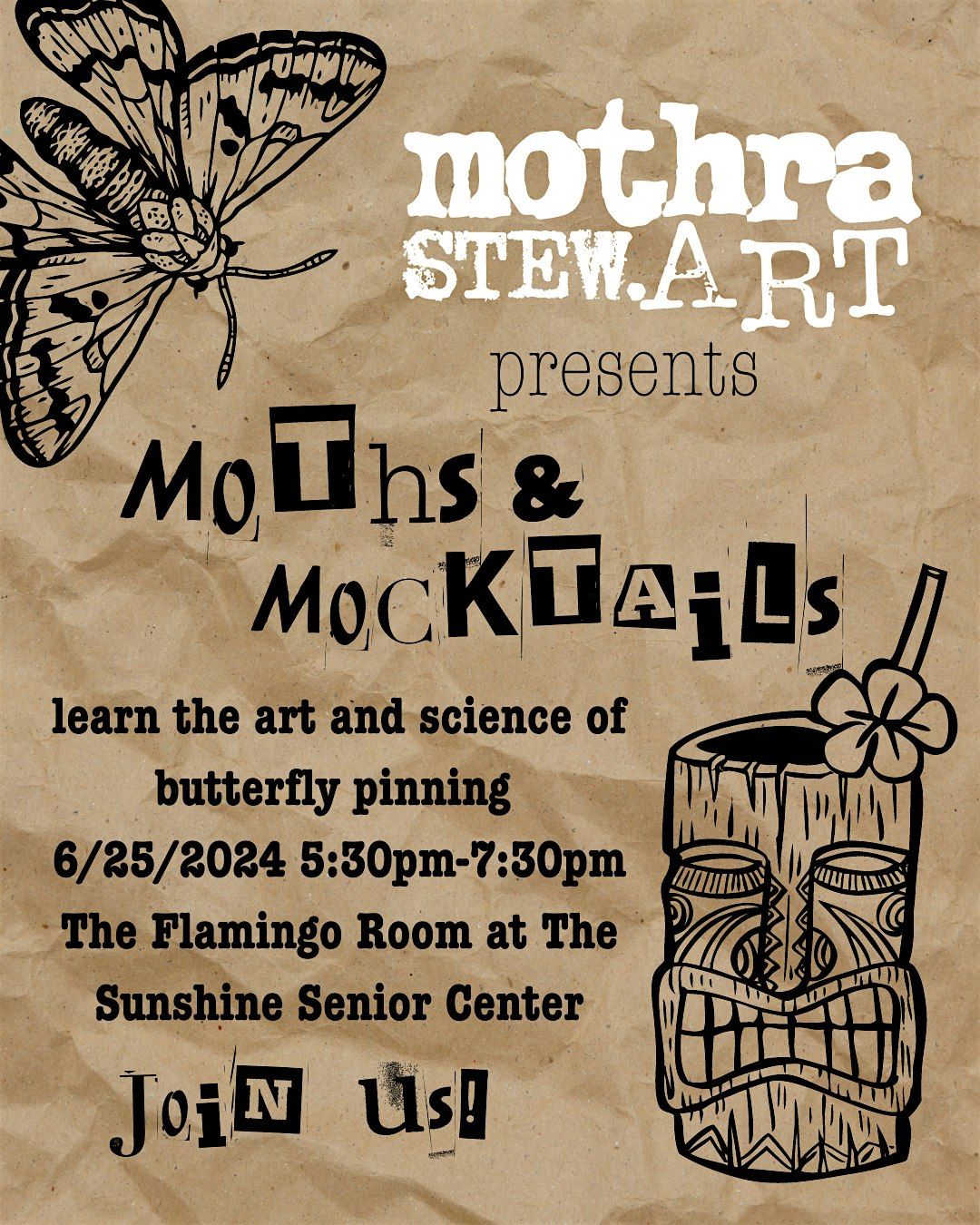 Moths & Mocktails! Butterfly Pinning Class