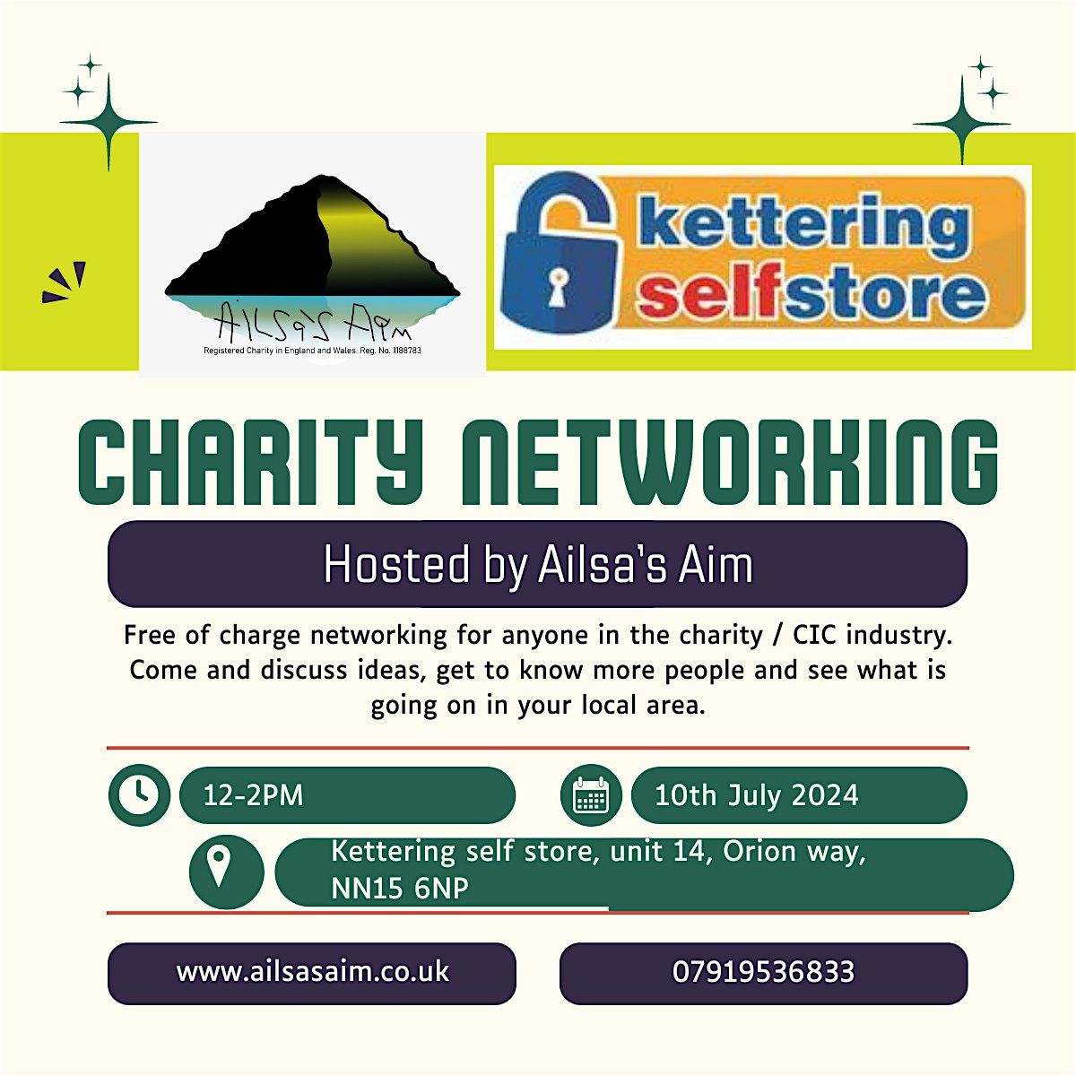 Charity networking. Hosted by Ailsa\u2019s Aim.