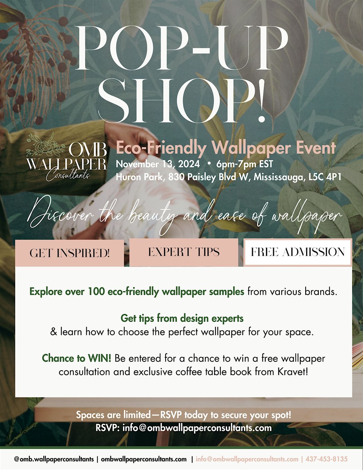 Join Our Eco-Friendly Wallpaper Pop-Up Shop & Workshop! D\u00e9cor Lovers!