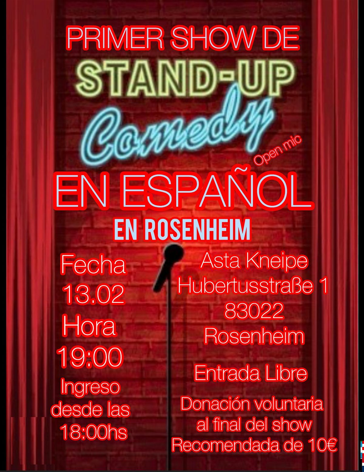 STAND UP COMEDY SHOW EN ESPA\u00d1OL EN ROSENHEIM