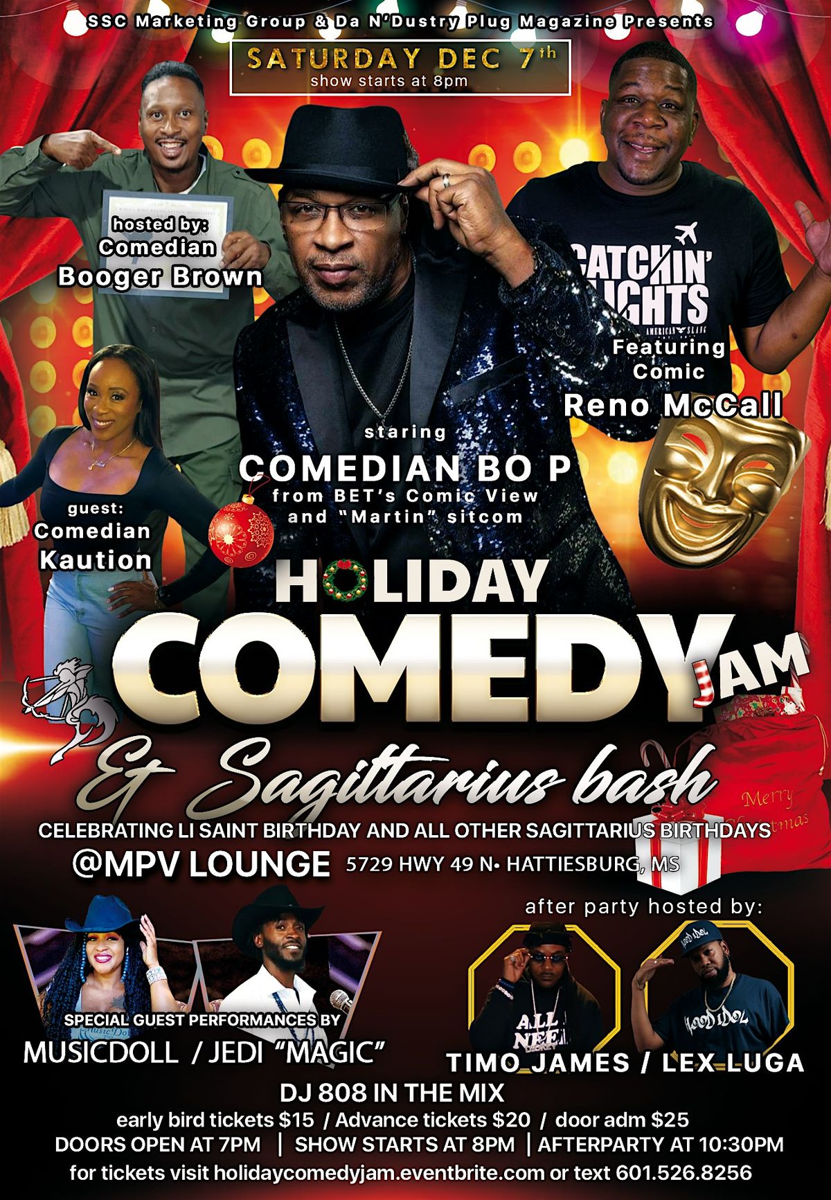 Holiday Comedy Jam and Sagittarius Bash staring Comedian Bo P