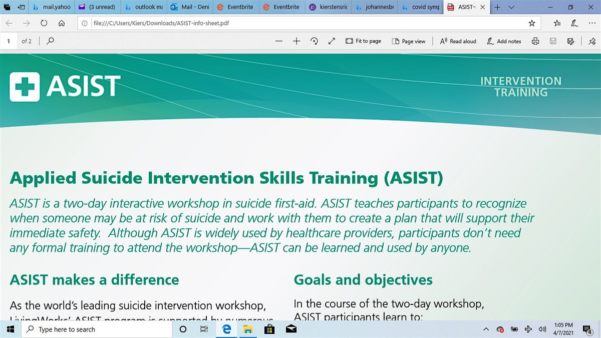 Applied Suicide Intervention Skills Training (ASIST), Traverse City, MI