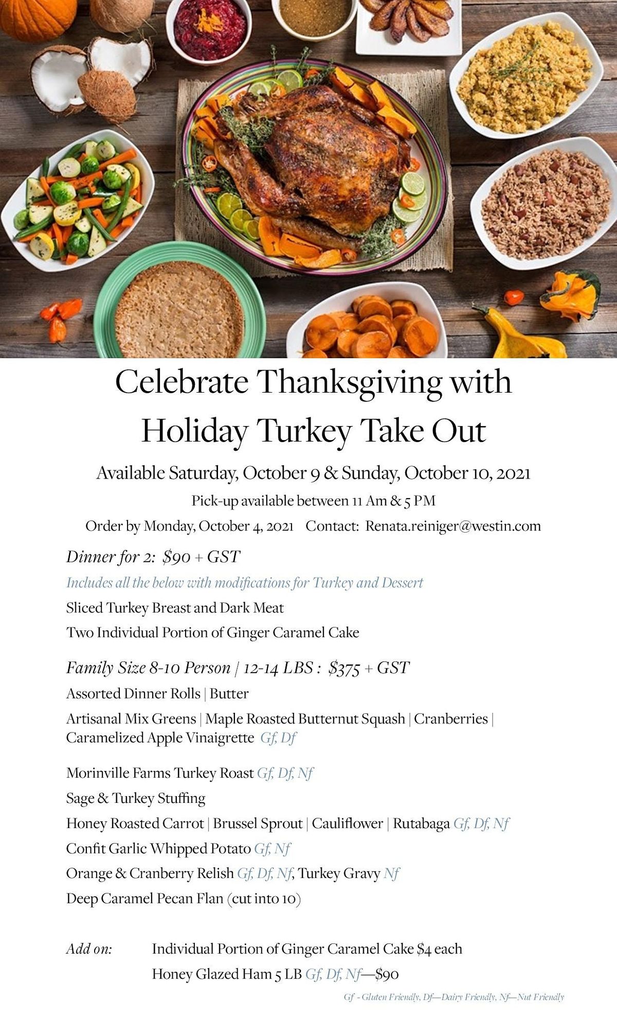 Thanksgiving Turkey Takeout By Westin The Westin Edmonton 9 October To 10 October