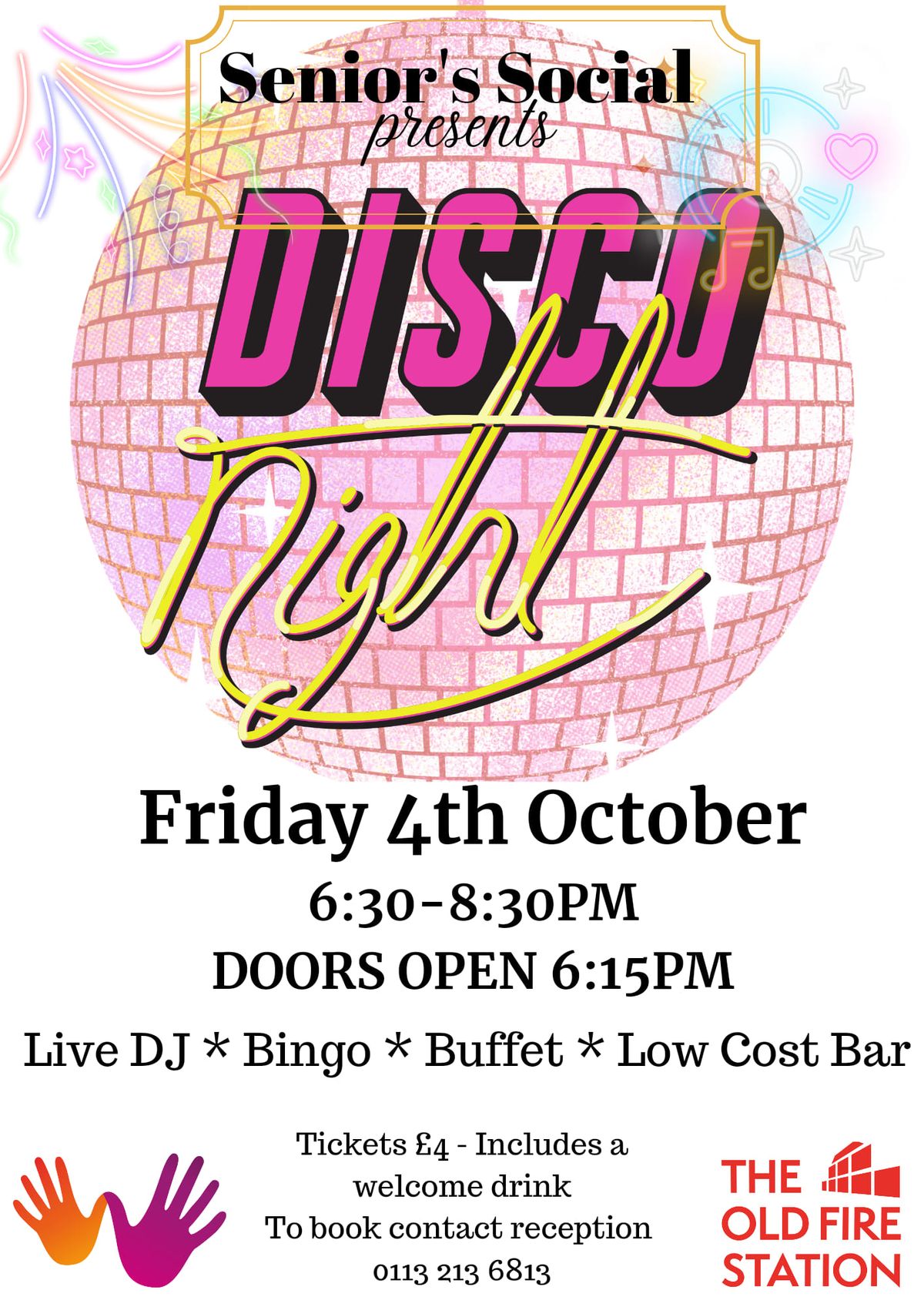 Senior Social DISCO NIGHT at THE OLD FIRE STATION