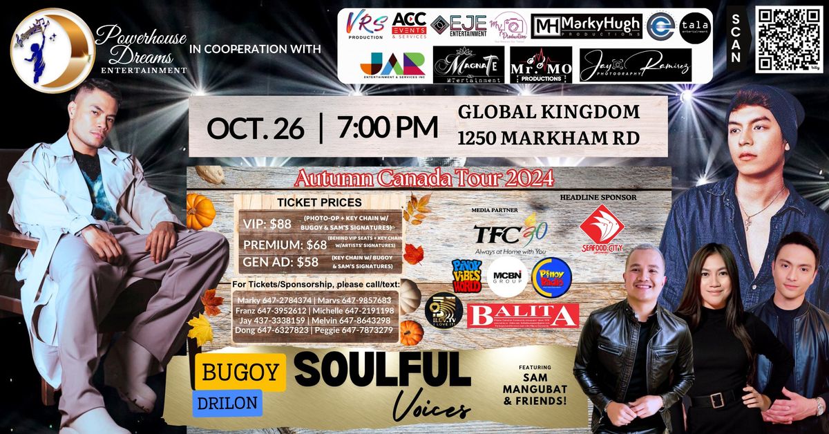 AUTUMN CANADA TOUR 2024: SOULFUL VOICES BUGOY DRILON ft. SAM MANGUBAT and FRIENDS!