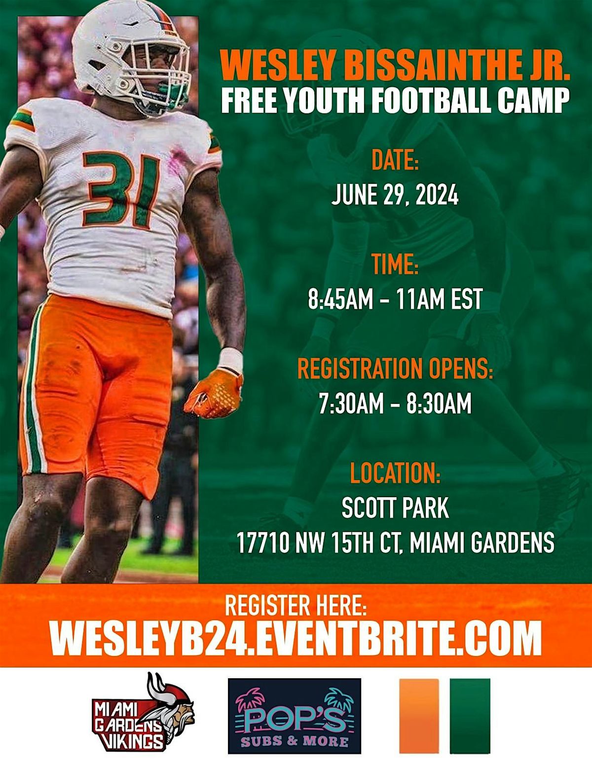 Wesley Bissainthe Jr. Youth Football Camp