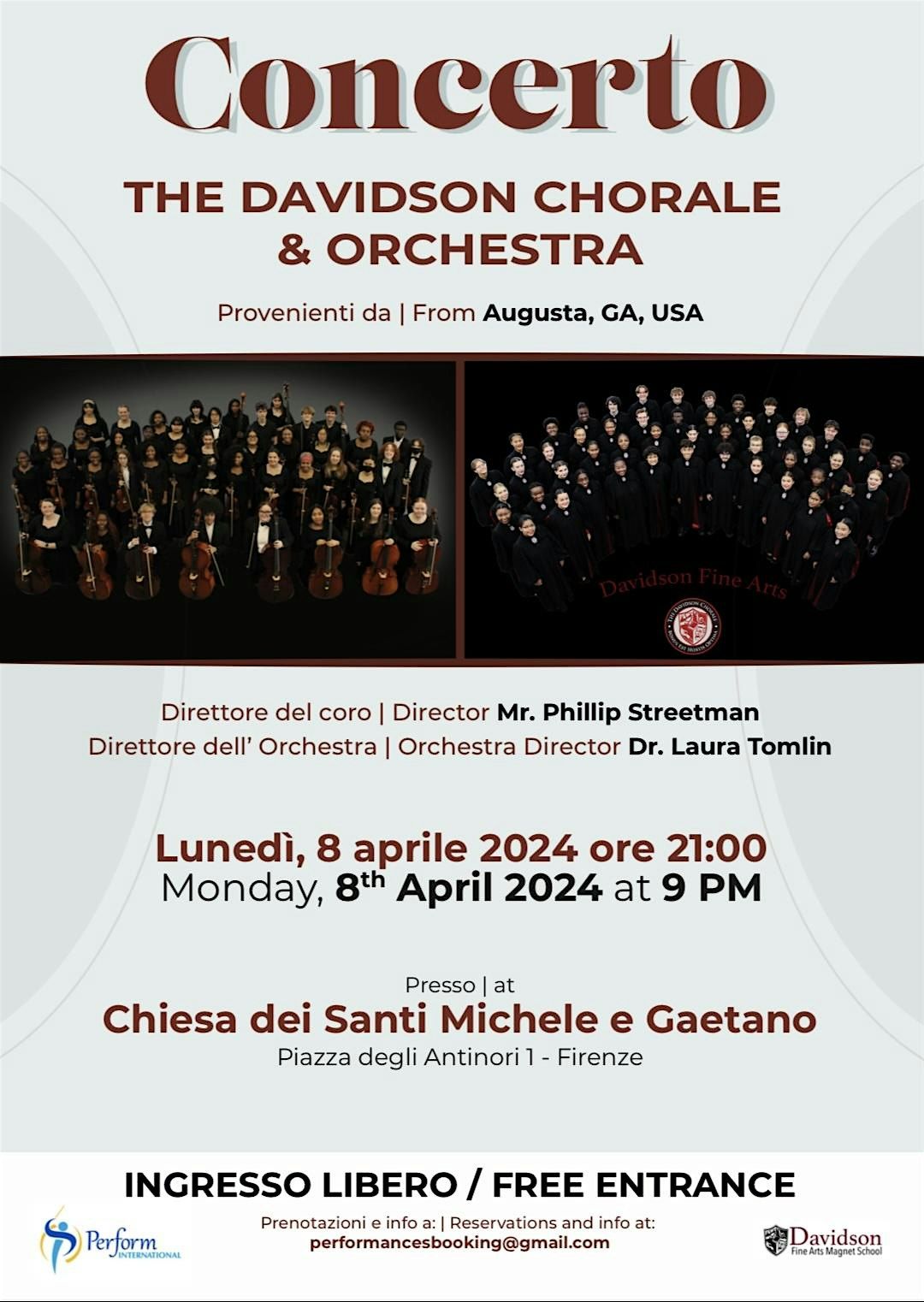 FREE CONCERT ROMA - The Davidson Chorale & Orchestra