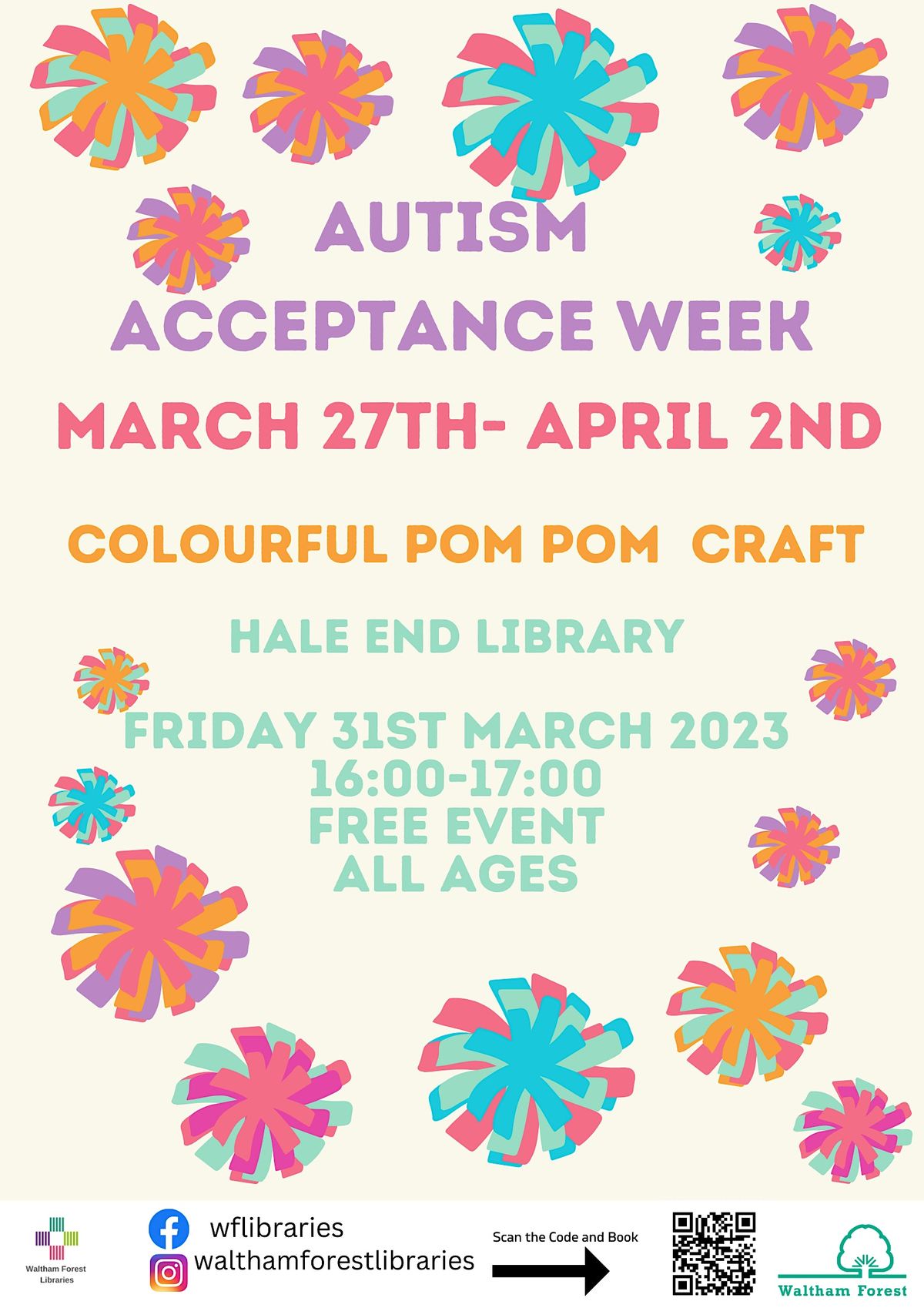 Autism Acceptance Week -  Colourful Pom Pom  Craft @ Hale End Library