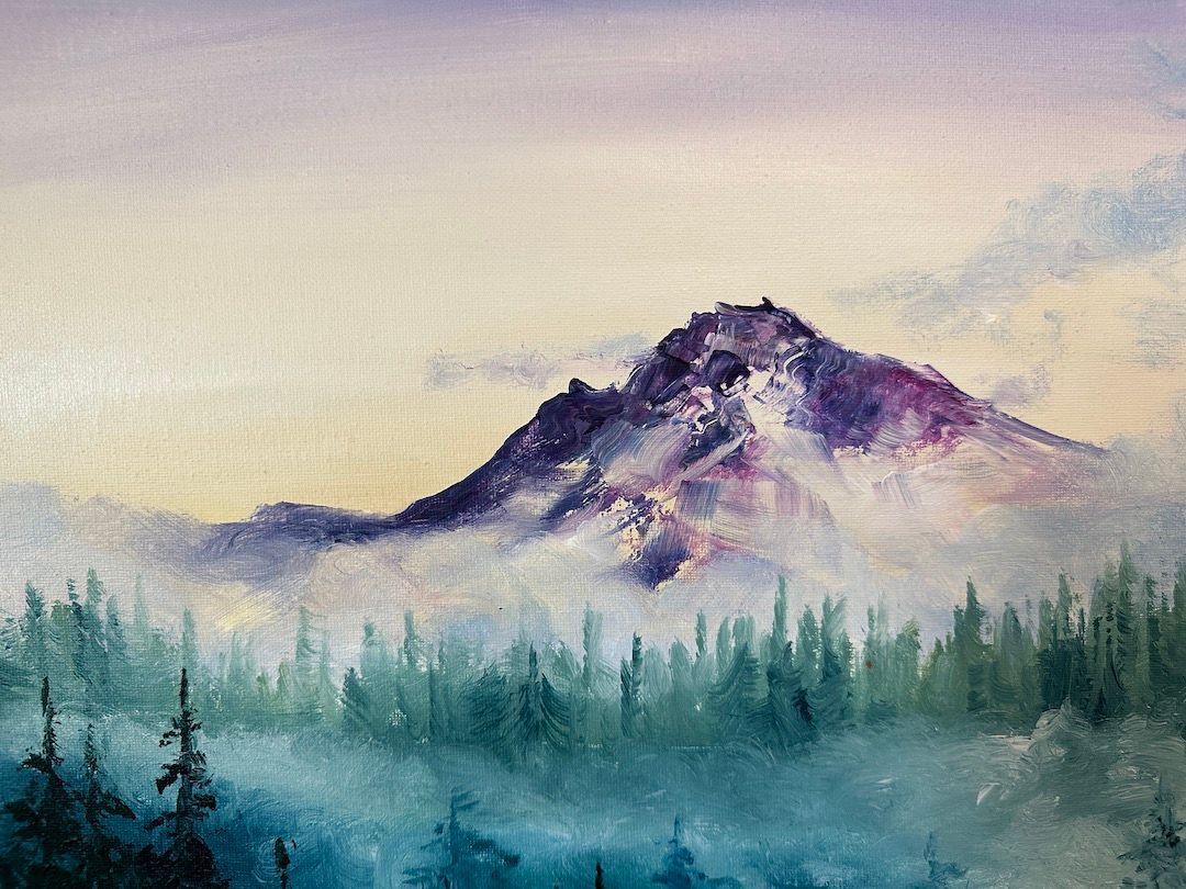 Mt. Hood Morning- Step by Step Acrylic Painting Class 